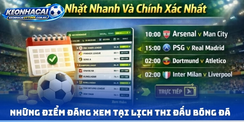 Những điểm đáng xem tại lịch thi đấu bóng đá