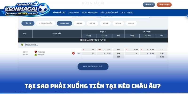 Tại sao phải xuống tiền tại kèo Châu Âu?